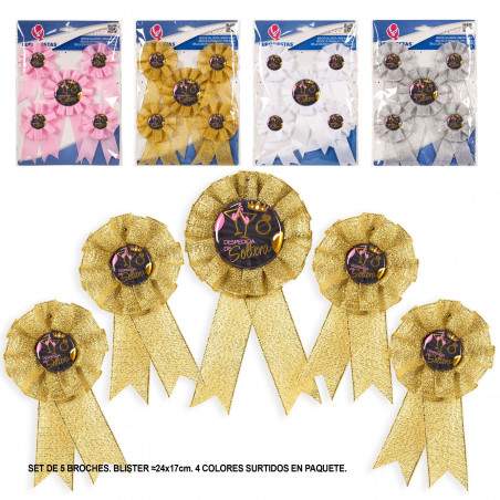 Conjunto de broches despedida de solteira copos e anel 4cs.