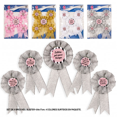 Conjunto de broches de despedida listras pretas informal 4cs