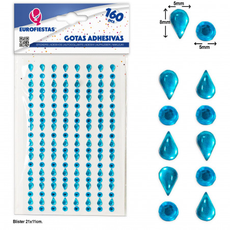 160 gotas adesivas celeste