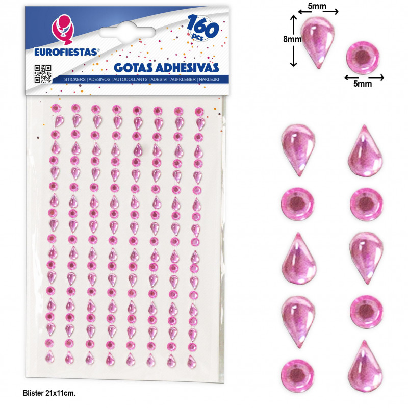 160 gotas adesivas rosas