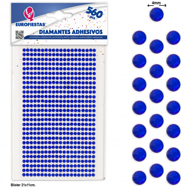 560 pequenos diamantes adesivos azuis escuros