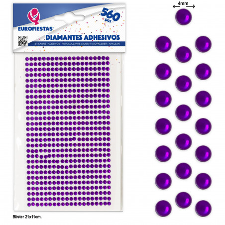 560 pequenos diamantes adesivos roxos