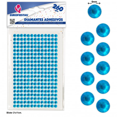 Diamantes adesivos celeste, brilho sereno para suas decorações