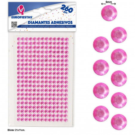 260 diamantes adesivos med rosa