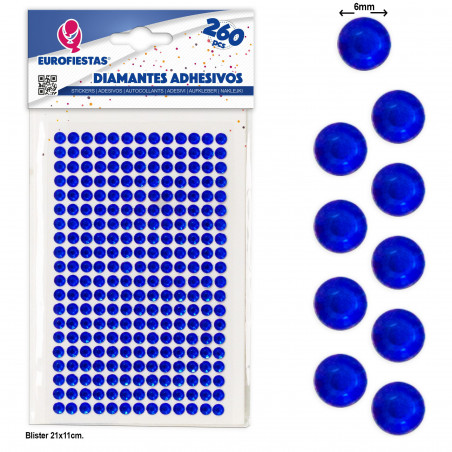 260 diamantes adesivos azul escuro