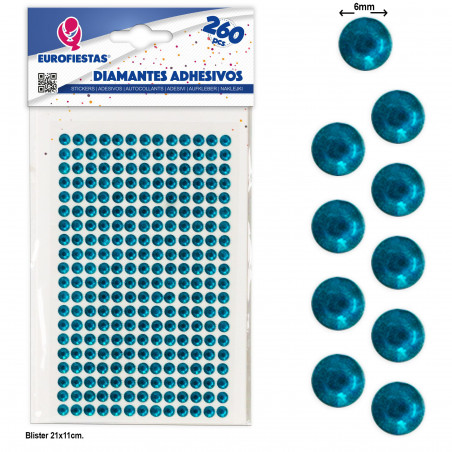 260 diamantes adesivos turquesa med