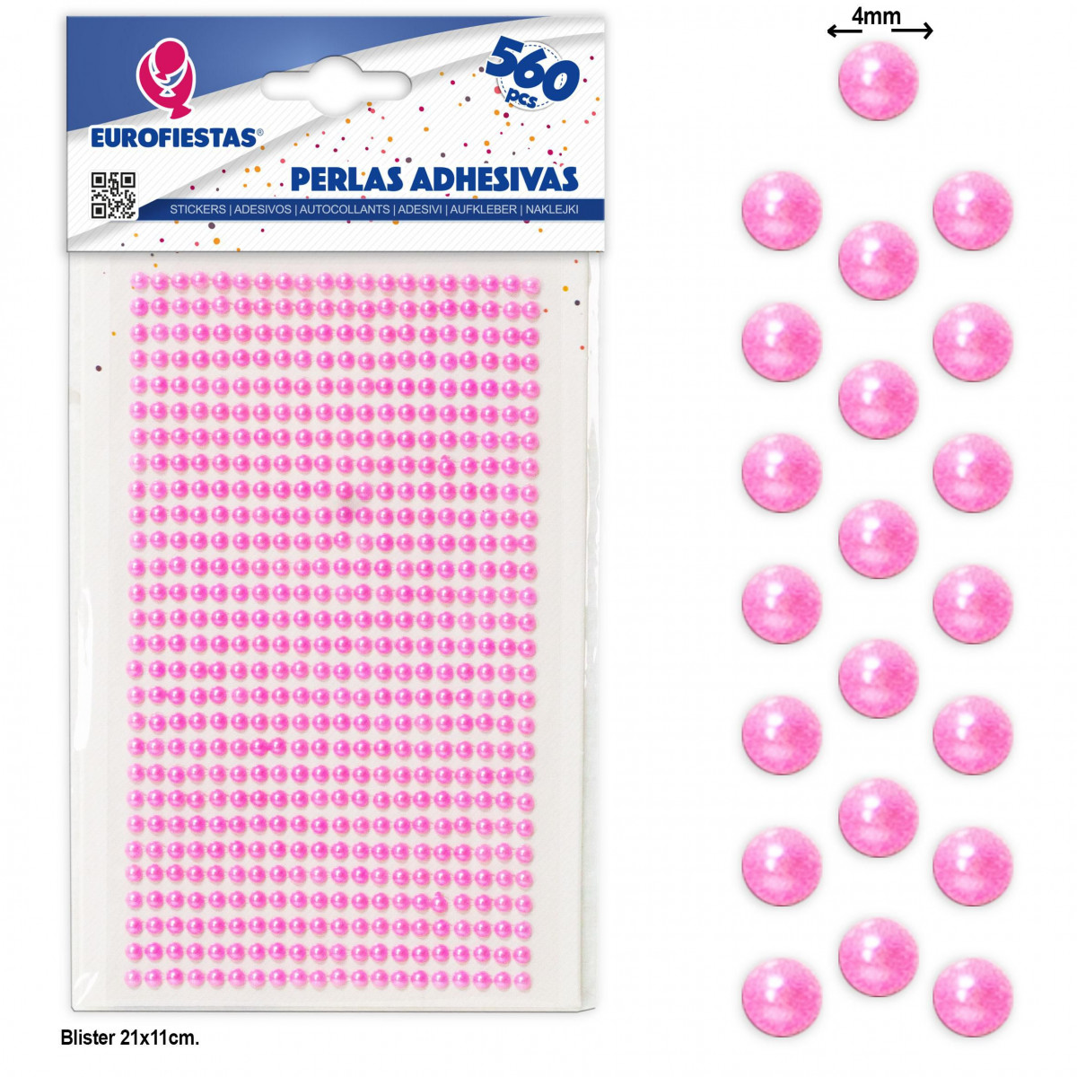 Pérolas adesivas fúcsia para scrapbooking, pacote com 560 unidades