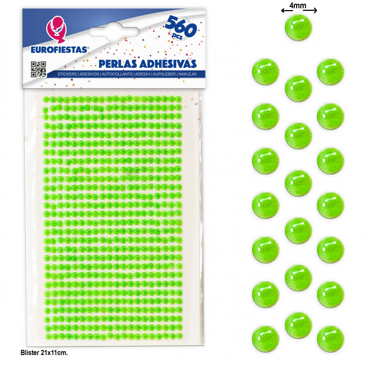 Contas adesivas verdes para decoração, pacote com 560 unidades