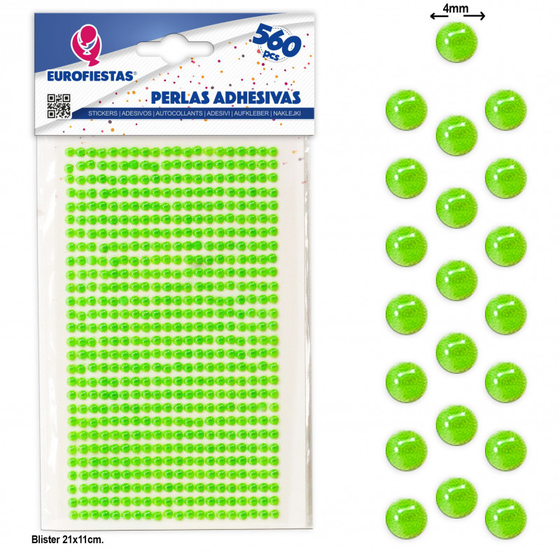 Contas adesivas verdes para decoração, pacote com 560 unidades