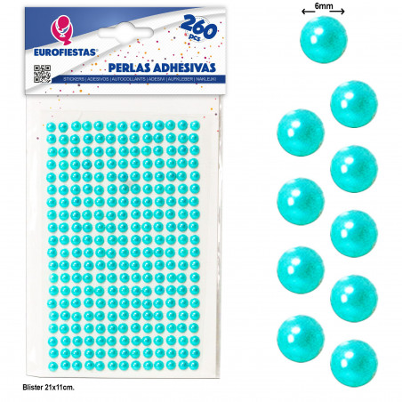 260 contas adesivas azuis med