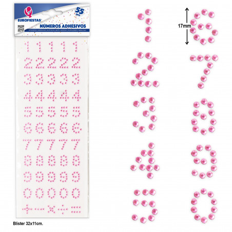 50 números adesivos rosa