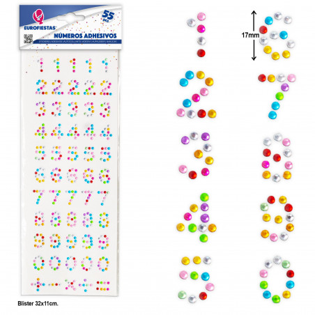 Adesivos de números multicoloridos, conjunto de 55 números brilhantes para artesanato
