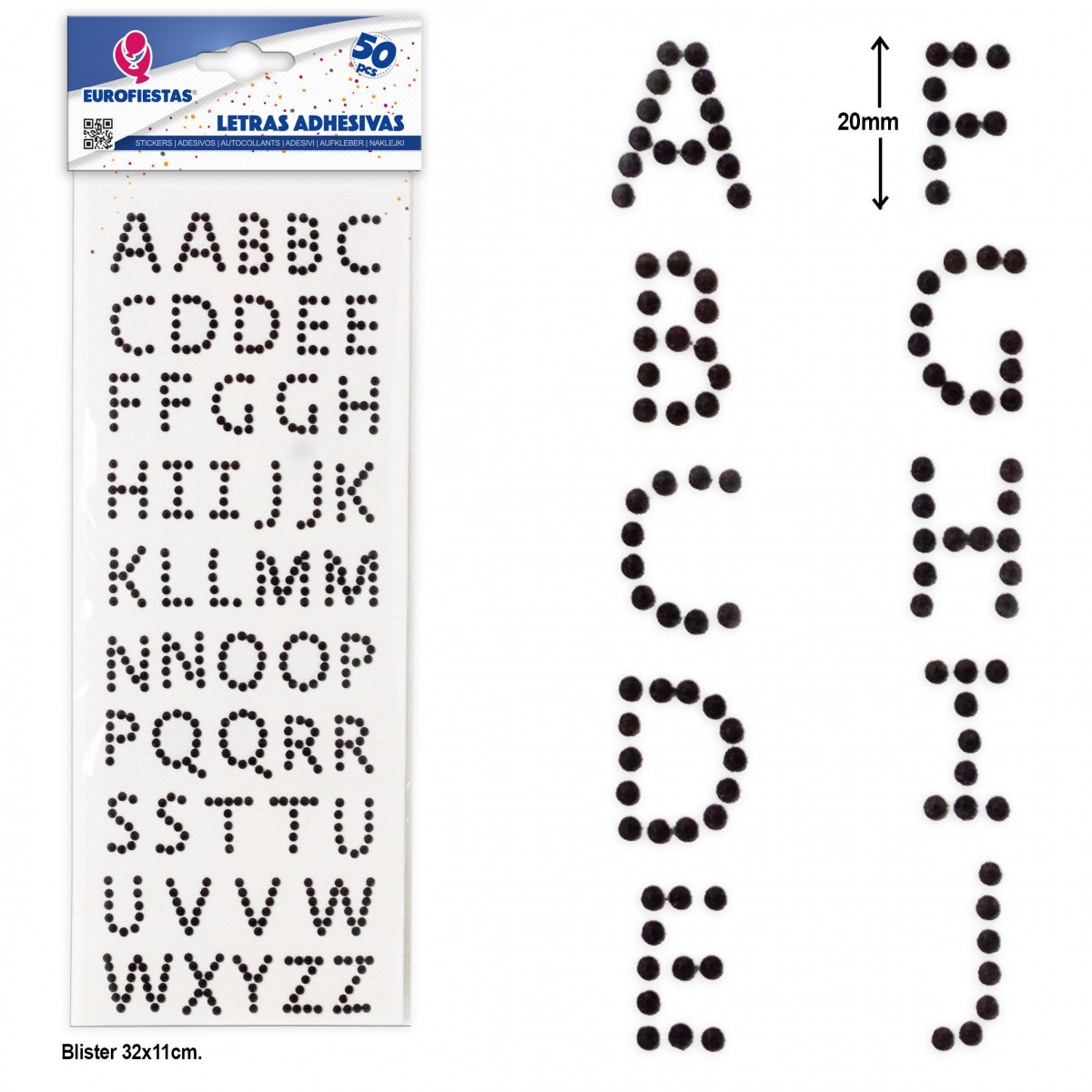 Letras adesivas pretas, conjunto de 50 para artesanato e decoração