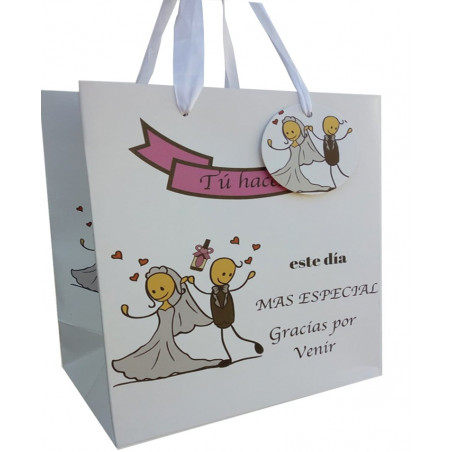 Suporte de madeira para celular apresentado com adesivos de casamento personalizados e caixa de presente