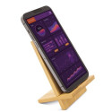 Suporte de madeira para celular apresentado com adesivos de casamento personalizados e caixa de presente combinando