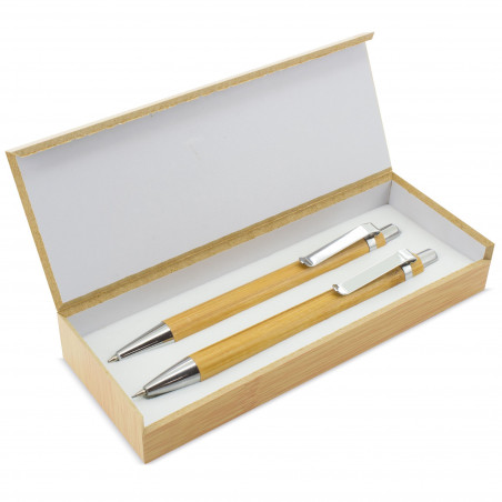 Lapiseira e caneta em conjunto de madeira com adesivos de comunhão personalizados