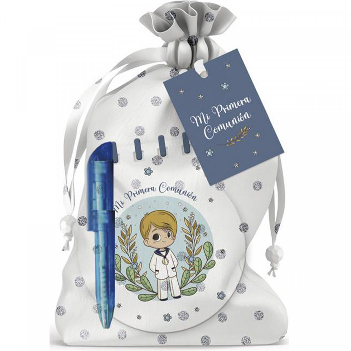 Caderno com caneta para comunhão menino