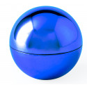Brilho labial apresentado em bolsa azul e adesivo para comu