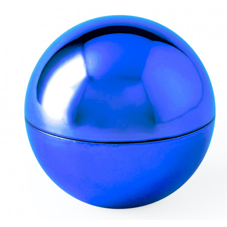 Bálsamo para os lábios apresentado em bolsa azul e adesivo para comunhão