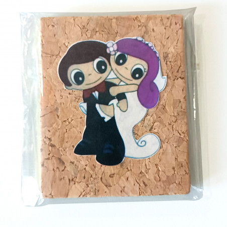 caderno bolsa com post colorido apresentado com adesivo casamento texto personalizado