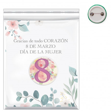 Crachá personalizado com adesivo de imagem e cartão de dedicatória em saco de PVC para presente