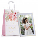 Moldura de fotos branca 10 x 15 cm com saco de presente de comunhão