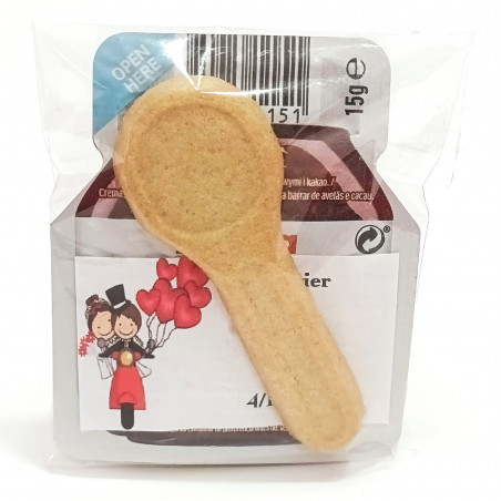 Bola de Nutella para uma pessoa com biscoito e adesivo de casamento personalizado
