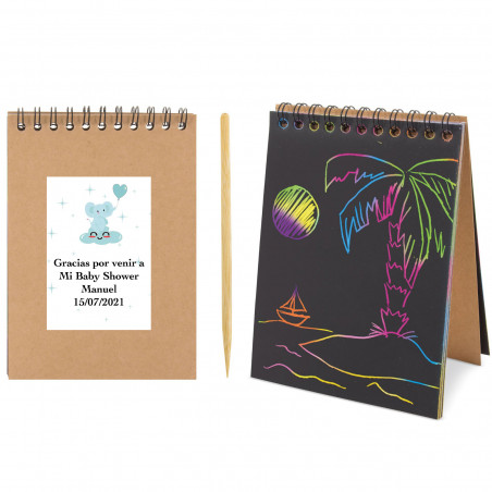 Caderno Scrapy com adesivo para batizado de menino