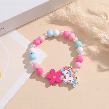 Pulseira de unicórnio para menina com contas coloridas