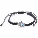 Pulseira mão de Fátima com olho turco com cordão preto
