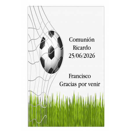 Três em linha de madeira personalizado com adesivo de futebol