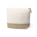 Bolsa de toalete de tecido com zíper apresentada em bolsa kraft com adesivos personalizados para comunhão