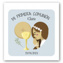 Espelho personalizado para comunhão com bolsa transparente e cartão personalizado