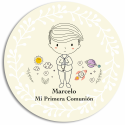 Pote de doces personalizado para comunhão de menino