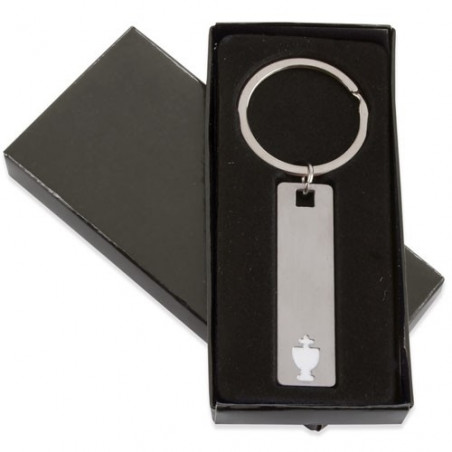 Chaveiro de comunhão em caixa com adesivo personalizado para menino