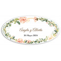 Adesivo ovalado personalizado com design de flores