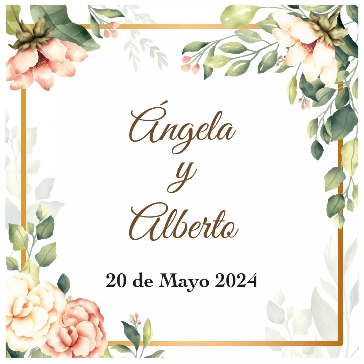 Adesivo quadrado de flores personalizado para eventos