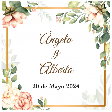Adesivo quadrado de flores personalizado para eventos