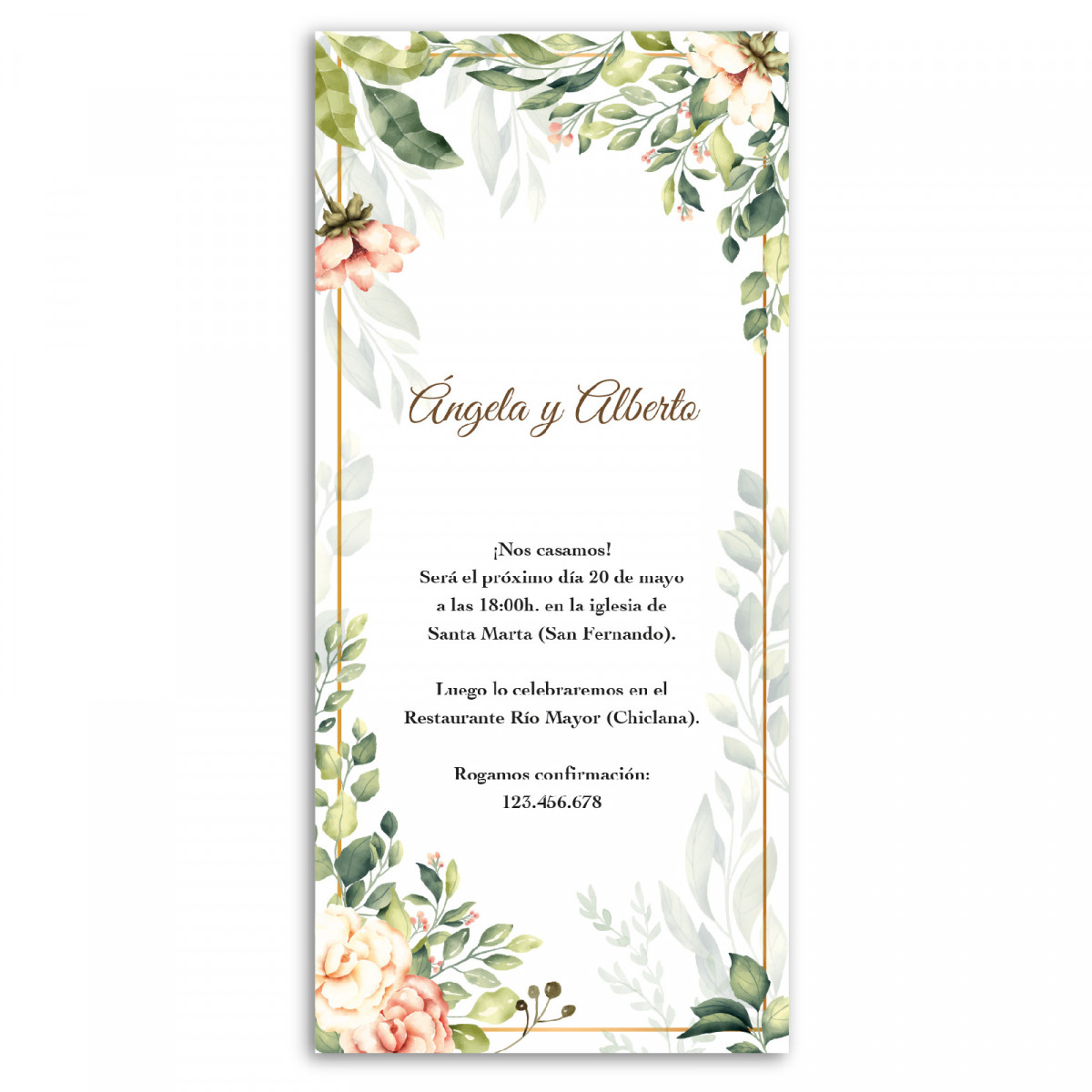 Convite Alongado Com Flores Para Eventos