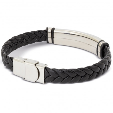Pulseira trançada com banho de prata e caixa personalizada com adesivo