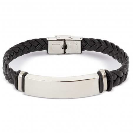 Pulseira trançada com banho de prata e caixa personalizada com adesivo