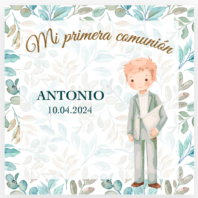 Tarjeta de primeira comunhão personalizada para menino