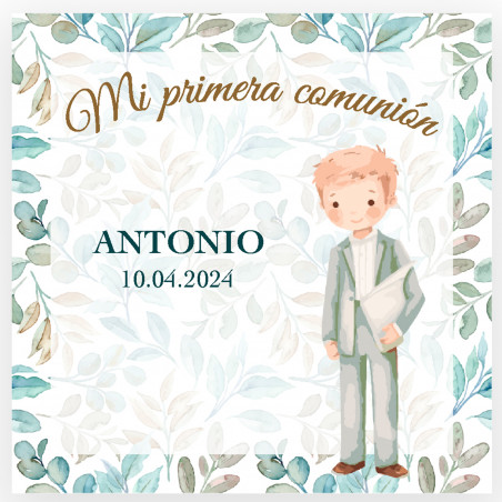 Tarjeta de primeira comunhão personalizada para menino