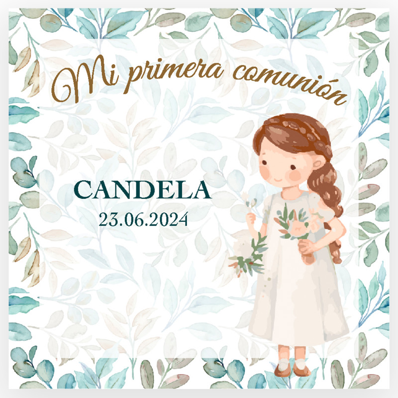 Cartão personalizado de Primeira Comunhão para menina