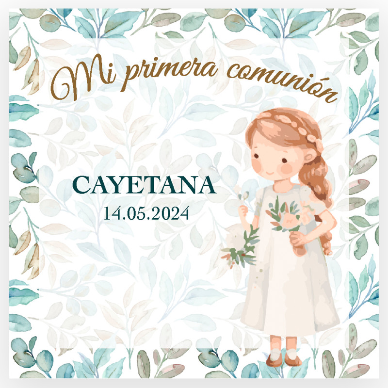 Cartão de Primeira Comunhão personalizado para menina