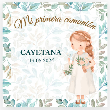Cartão de Primeira Comunhão personalizado para menina