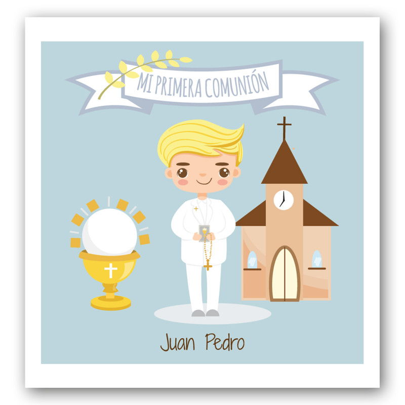 Cartão de comunhão personalizável para meninos