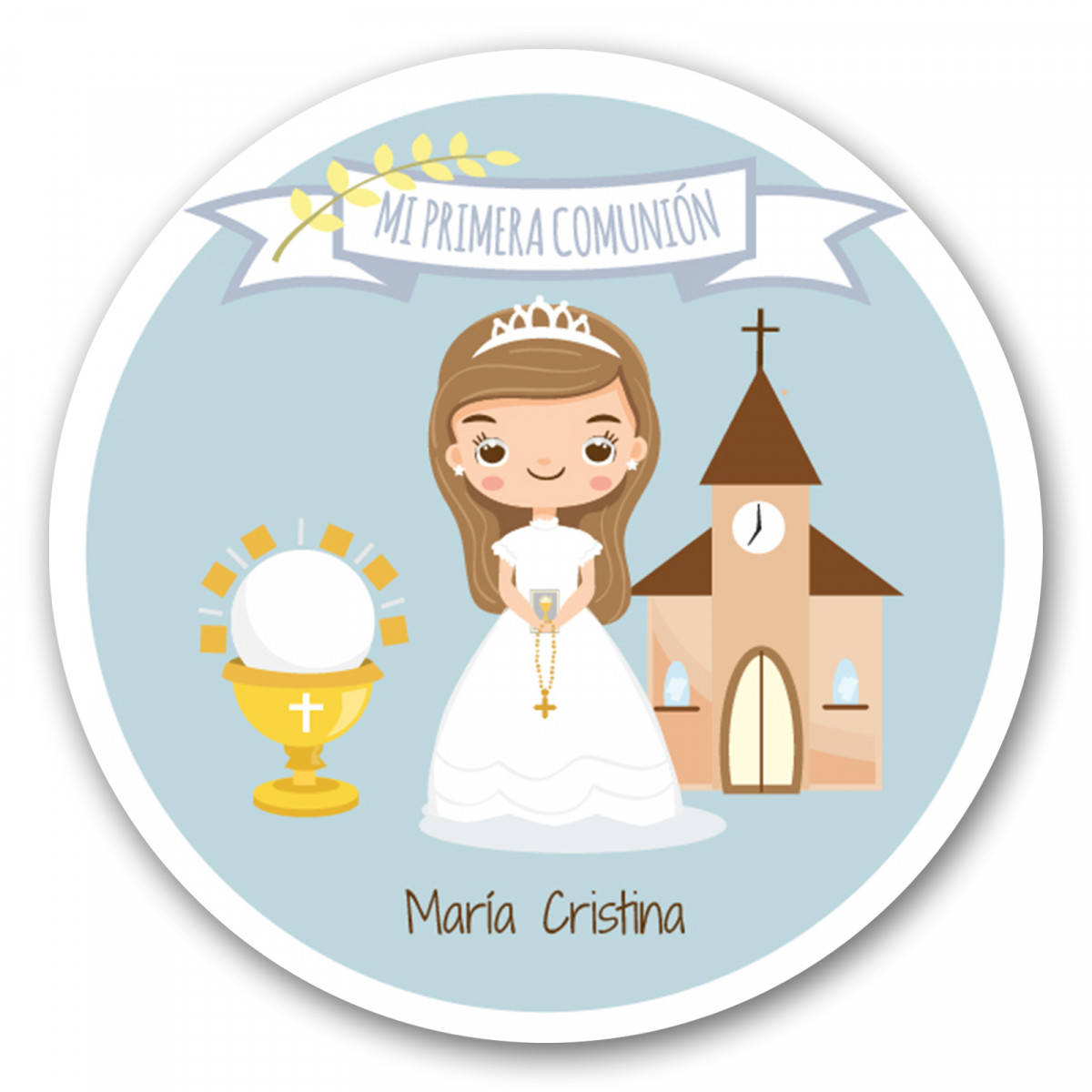 Adesivo de comunhão personalizado para meninas para decorar detalhes
