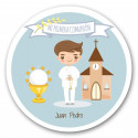 Adesivo de comunhão personalizado para meninos