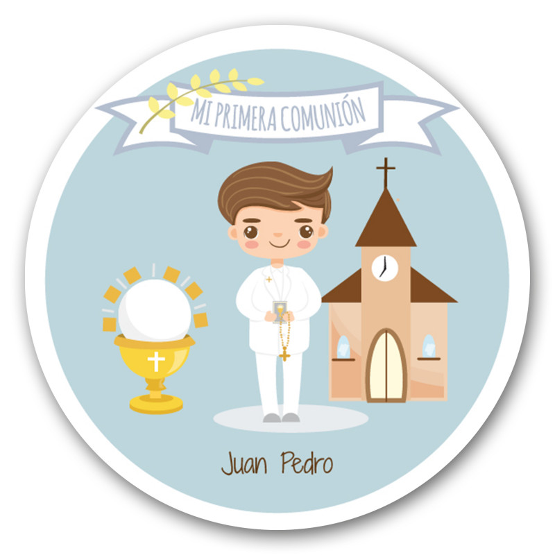 Adesivo de comunhão personalizado para meninos